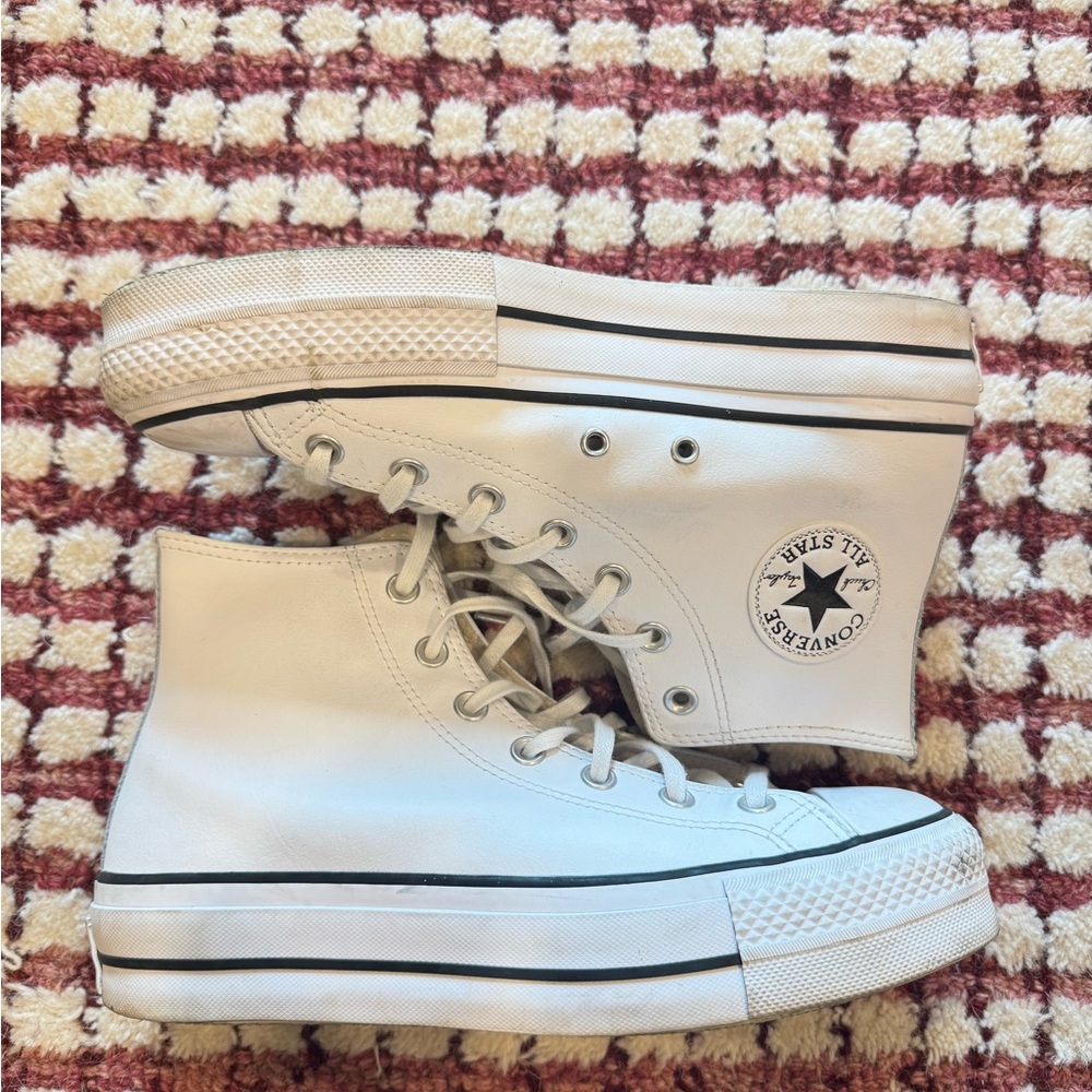 Leather Converse High-Top Sneakers in White